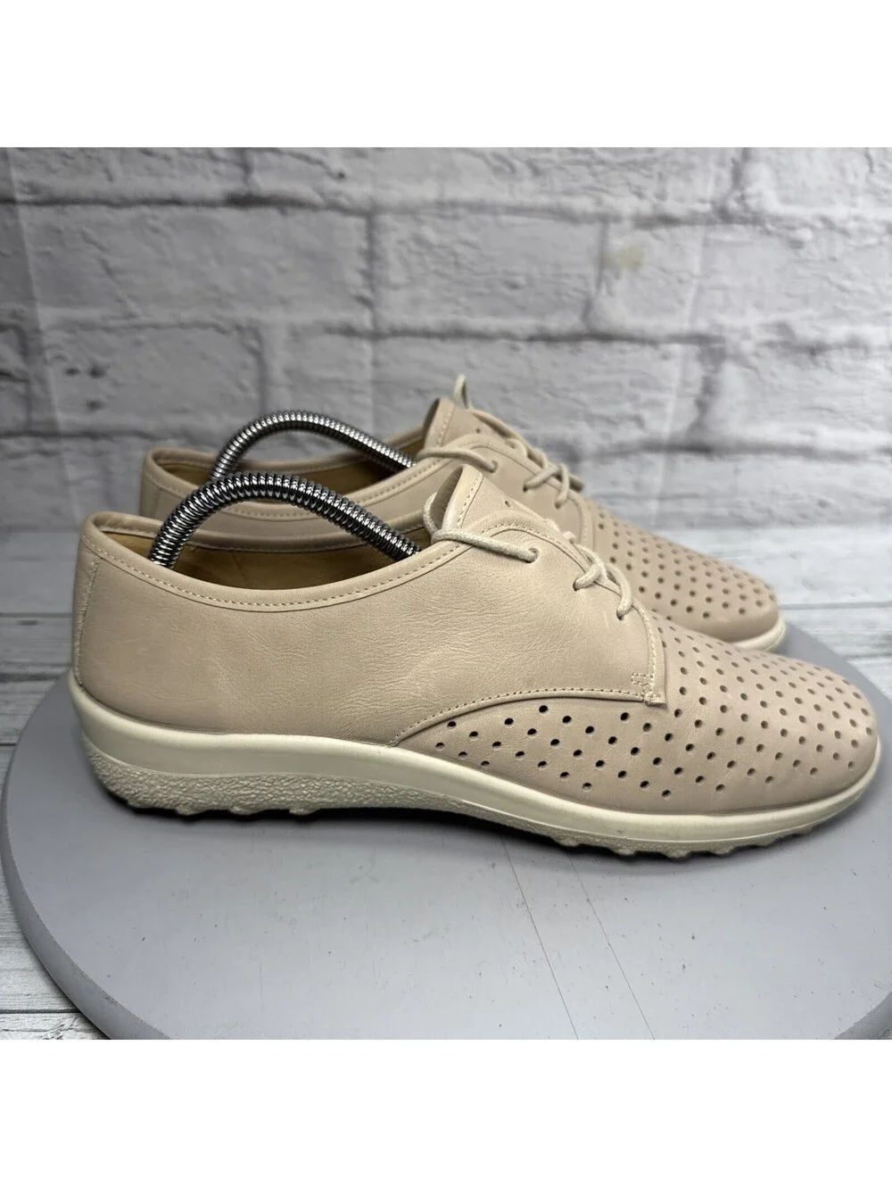 Hotter Ortholite Shoes Cushioned Women’s Beige Leather Lace Up Size 8.5